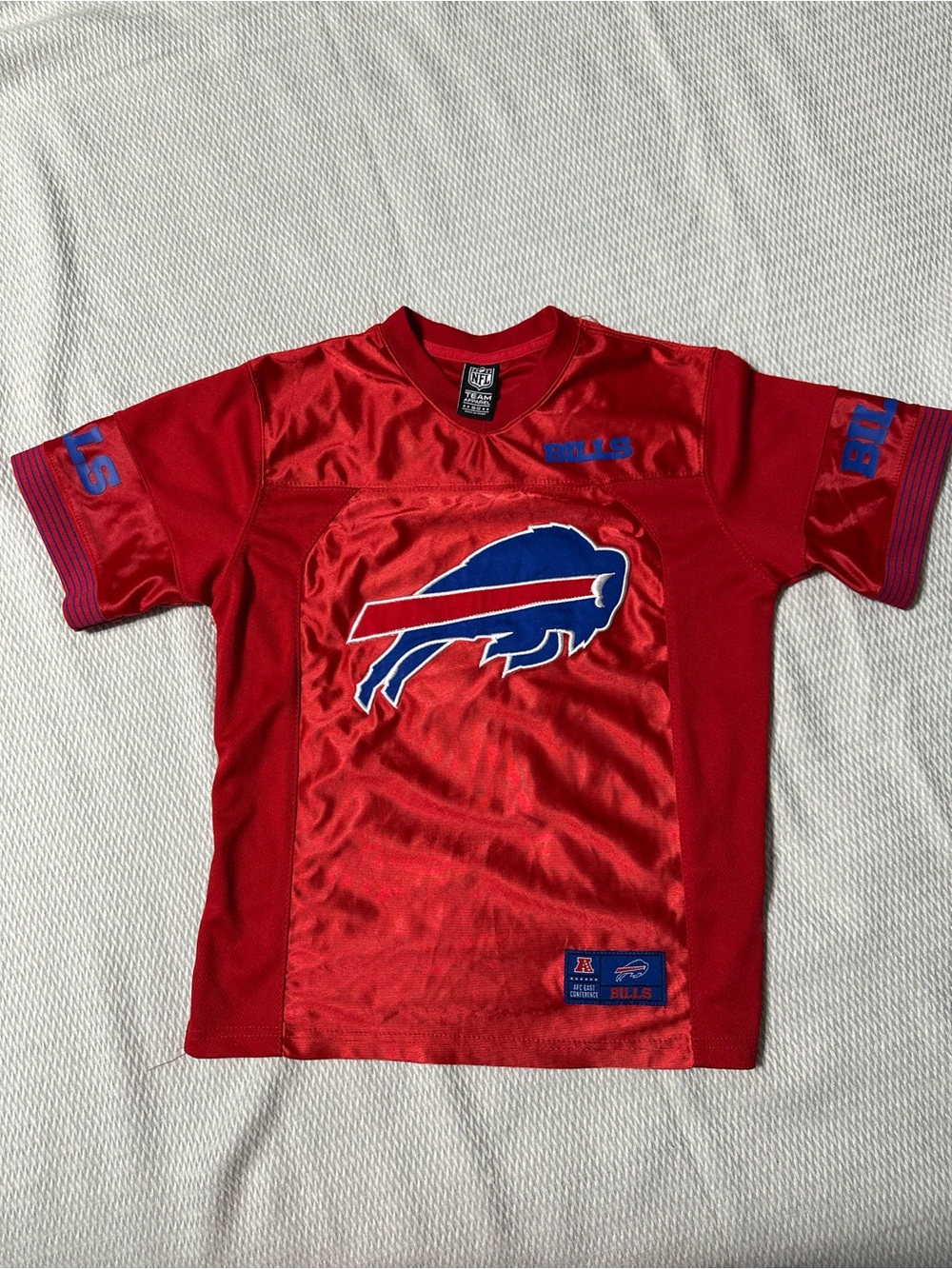 NFL Buffalo Bills Red Kids Jersey-Style Tee with Blue Logo